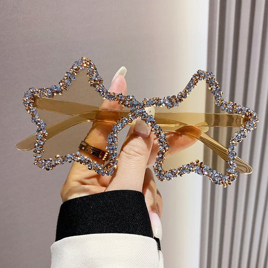 Y2K Star Sunglasses Rhinestone Decorative Glasses for Party Club