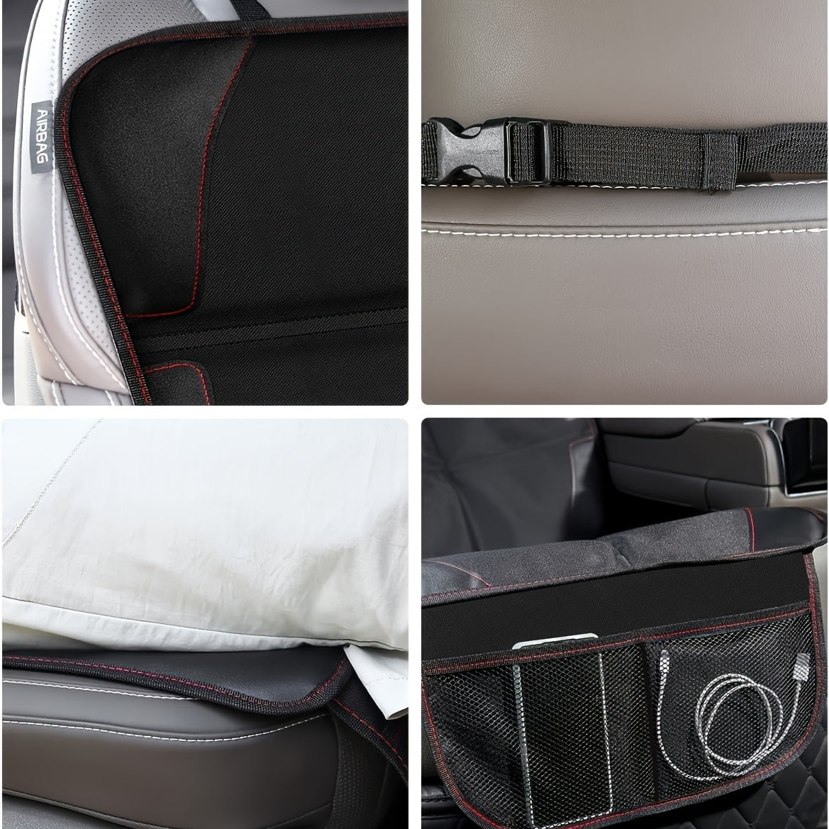 Car Seat Protector with 2 Mesh Pockets, Waterproof 600D Fabric