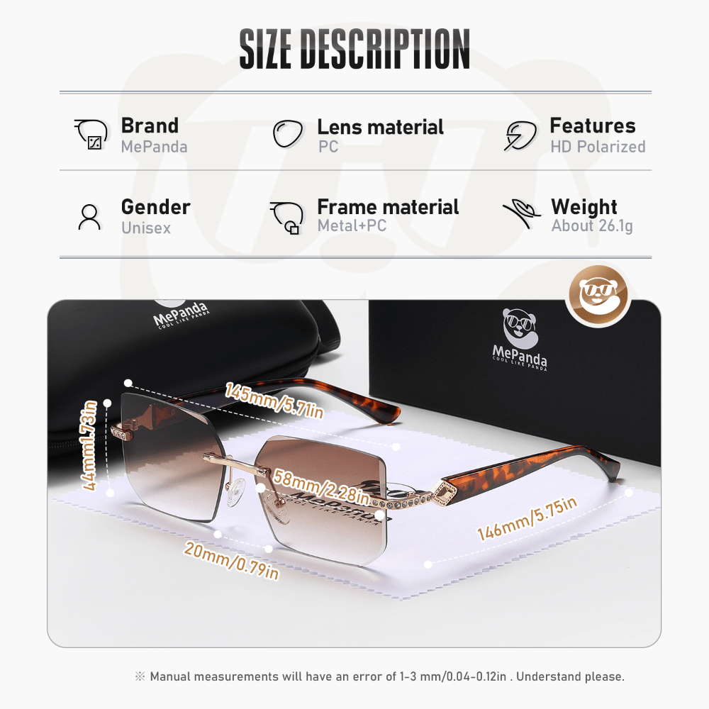 MePanda Rimless Square Sunglasses - Unisex