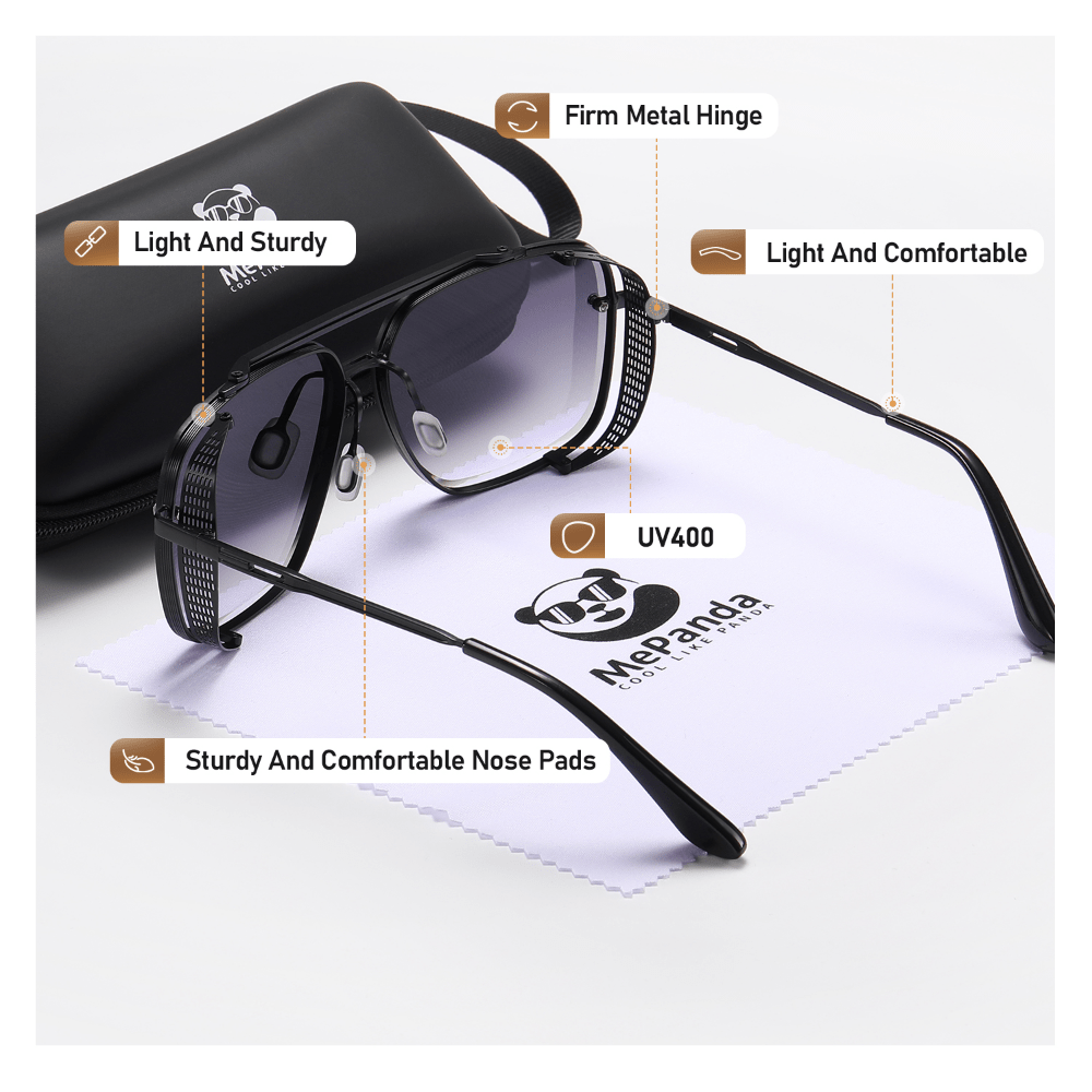MePanda Square Metal Double Beam Sunglasses Unisex Vintage