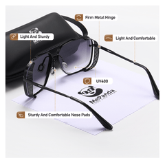 MePanda Square Metal Double Beam Sunglasses Unisex Vintage