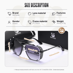 MePanda Square Metal Double Beam Sunglasses Unisex Vintage