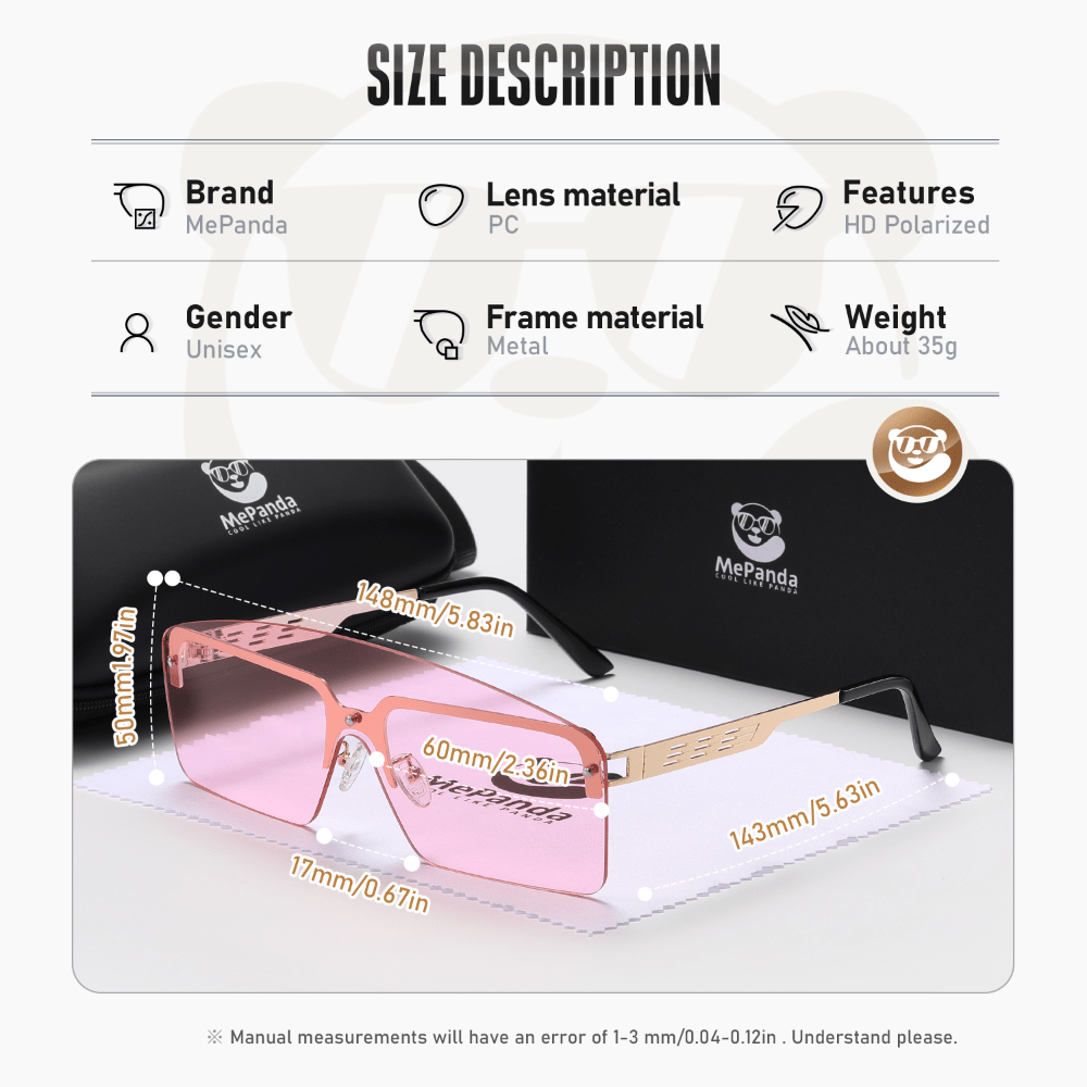 MePanda Half Frame Sunglasses Metal Sense Unisex