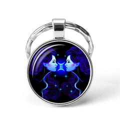 Vintage Zodiac Keychain Lucky Bag Keyring Purse Charm