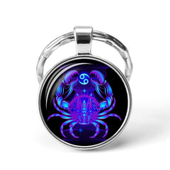Vintage Zodiac Keychain Lucky Bag Keyring Purse Charm