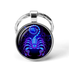 Vintage Zodiac Keychain Lucky Bag Keyring Purse Charm