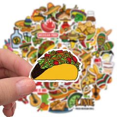 50pcs Mexico Taco Vinyl Waterproof Stickers Water Bottle Laptop Phone