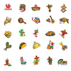 50pcs Mexico Taco Vinyl Waterproof Stickers Water Bottle Laptop Phone