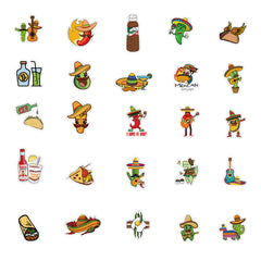 50pcs Mexico Taco Vinyl Waterproof Stickers Water Bottle Laptop Phone