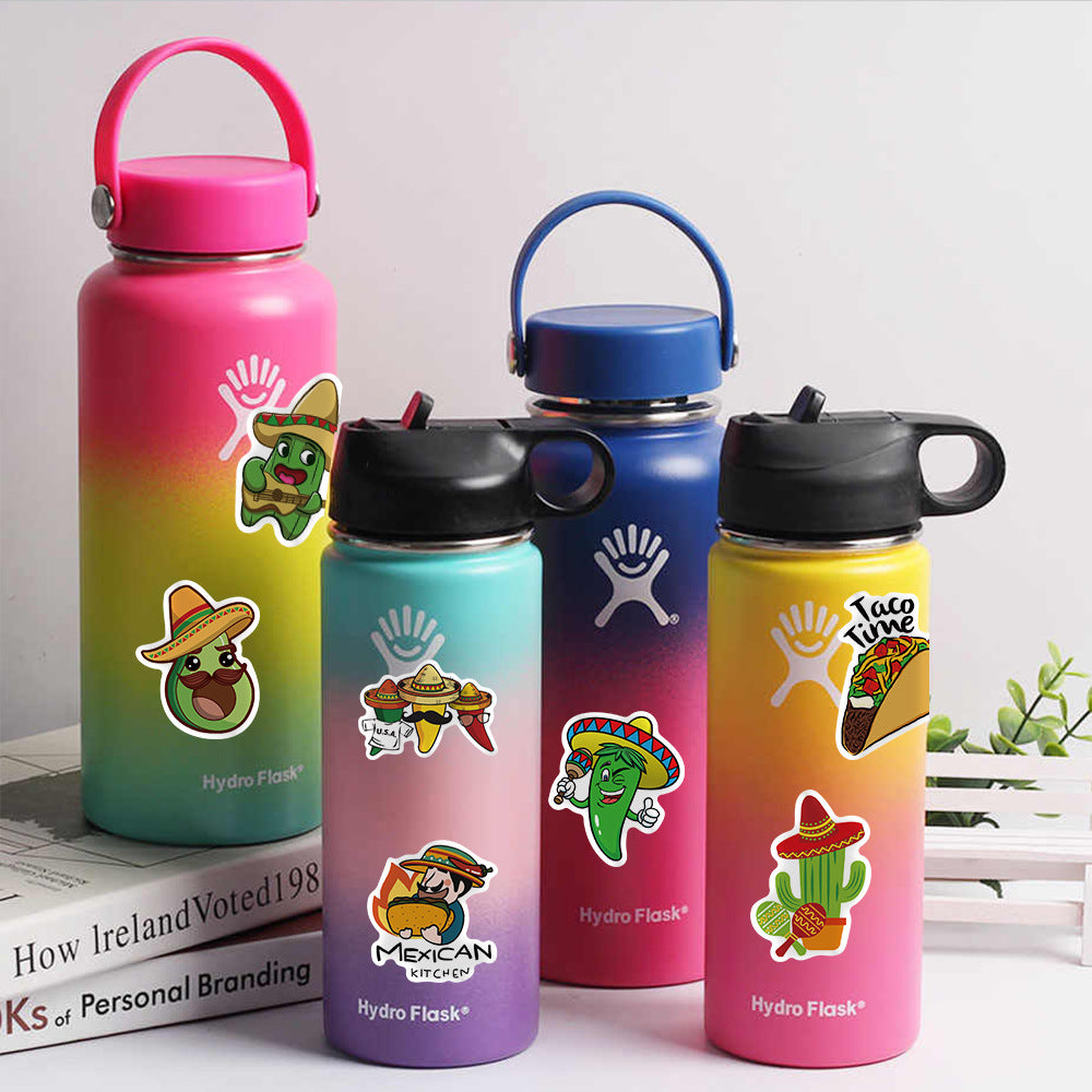 50pcs Mexico Taco Vinyl Waterproof Stickers Water Bottle Laptop Phone