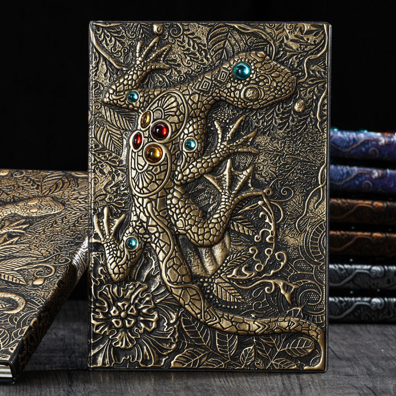 1pc Embossed Lizard A5 Hardcover Retro Notebook Journal Notepad
