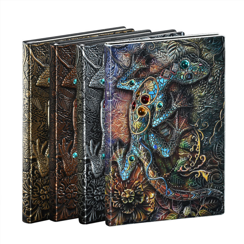 1pc Embossed Lizard A5 Hardcover Retro Notebook Journal Notepad