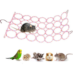 Small Animal Hemp Rope Perch Swing Toy for Gerbil Mouse Parrot Bird