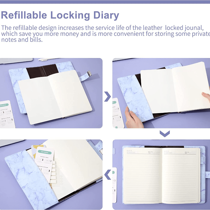Locked Diary With Lock For Girls 192 Pages Waterproof