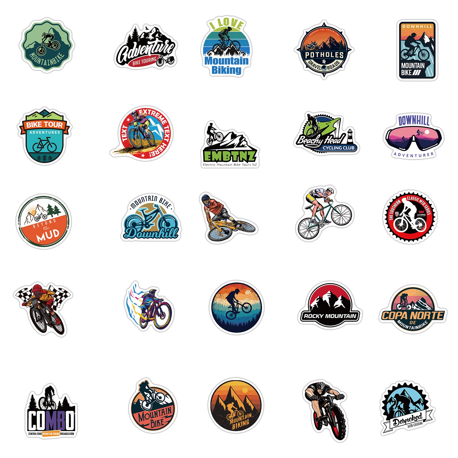 50pcs Mountain Bike Stickers - Waterproof Vinyl for Water Bottle, Laptop