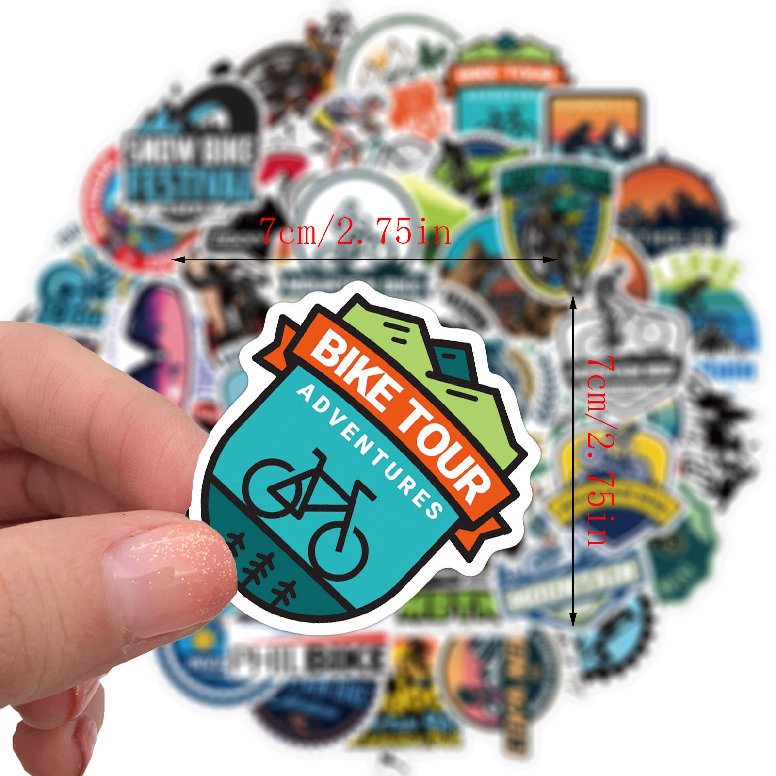 50pcs Mountain Bike Stickers - Waterproof Vinyl for Water Bottle, Laptop