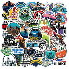 50pcs Mountain Bike Stickers - Waterproof Vinyl for Water Bottle, Laptop