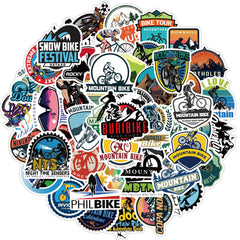 50pcs Mountain Bike Stickers - Waterproof Vinyl for Water Bottle, Laptop