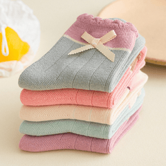 5 Pairs Baby Girls Bowknot Socks Thin Breathable Comfy Princess Socks