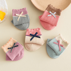 5 Pairs Baby Girls Bowknot Socks Thin Breathable Comfy Princess Socks