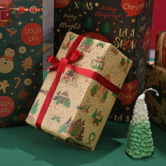 8 Sheets Christmas Wrapping Paper Snowmen Candy Canes Tree Socks
