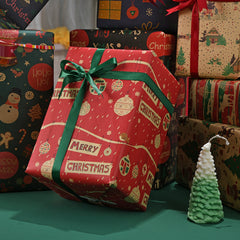8 Sheets Christmas Wrapping Paper Snowmen Candy Canes Tree Socks