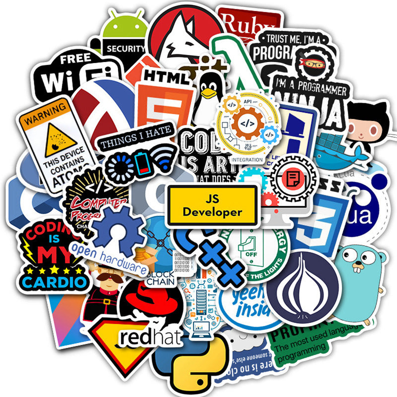 50pcs Programming Stickers Waterproof Vinyl Stickers for Computer Laptop Phone