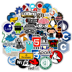 50pcs Programming Stickers Waterproof Vinyl Stickers for Computer Laptop Phone