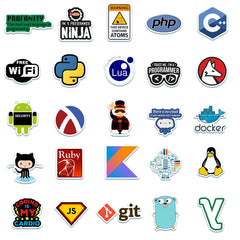 50pcs Programming Stickers Waterproof Vinyl Stickers for Computer Laptop Phone