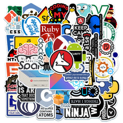 50pcs Programming Stickers Waterproof Vinyl Stickers for Computer Laptop Phone