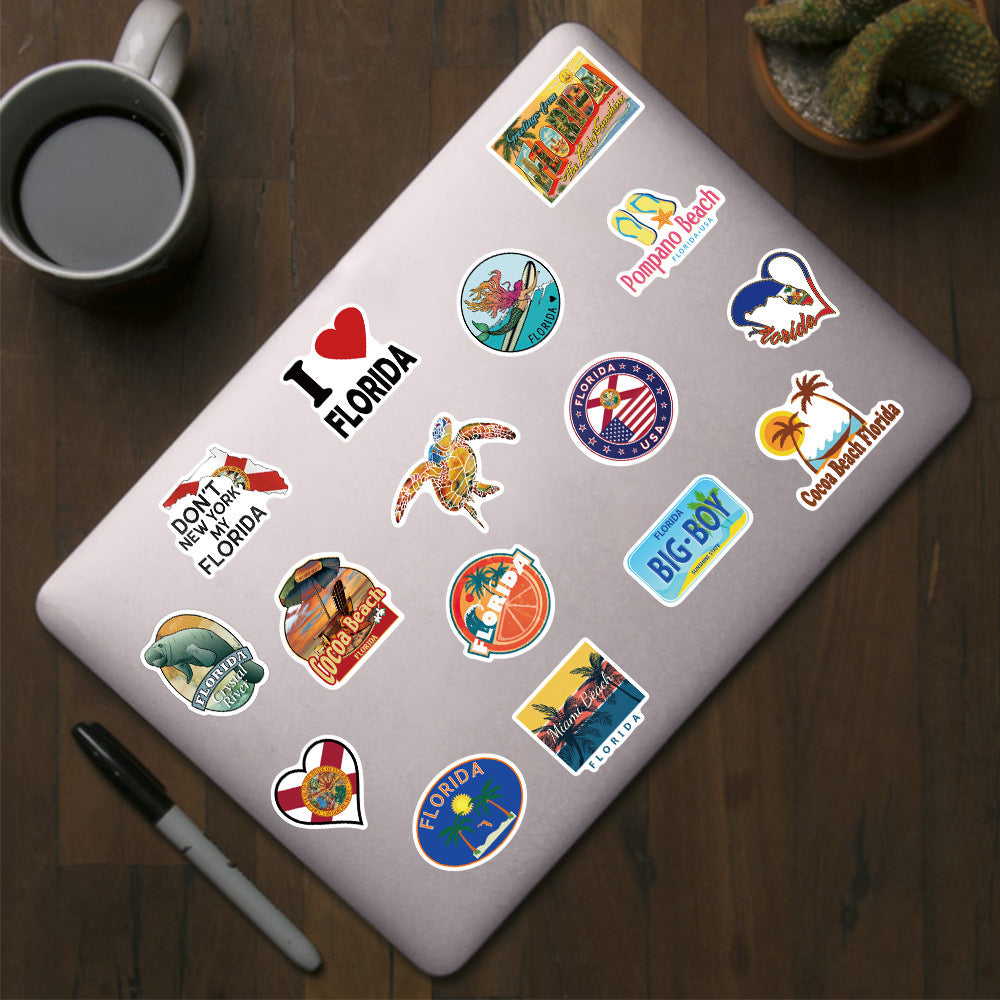 50pcs Florida Landscape Waterproof Vinyl Stickers for Water Bottles Laptop Phone