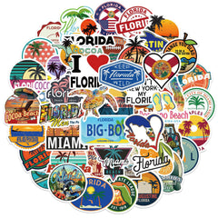 50pcs Florida Landscape Waterproof Vinyl Stickers for Water Bottles Laptop Phone