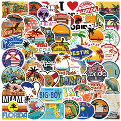 50pcs Florida Landscape Waterproof Vinyl Stickers for Water Bottles Laptop Phone