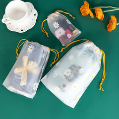 Daisy Print Drawstring Storage Bag Multifunction Travel Cosmetic Bag
