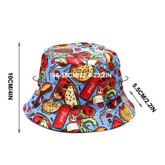 Versatile Bucket Hat With Hamburger Fries Print Sun Hat