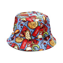 Versatile Bucket Hat With Hamburger Fries Print Sun Hat