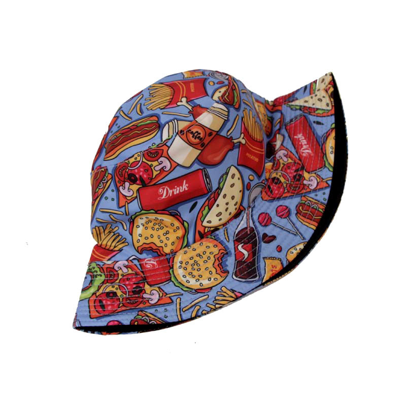 Versatile Bucket Hat With Hamburger Fries Print Sun Hat