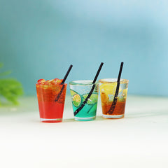 Mini Fruit Tea Beverage Model for Doll House Scene Decoration