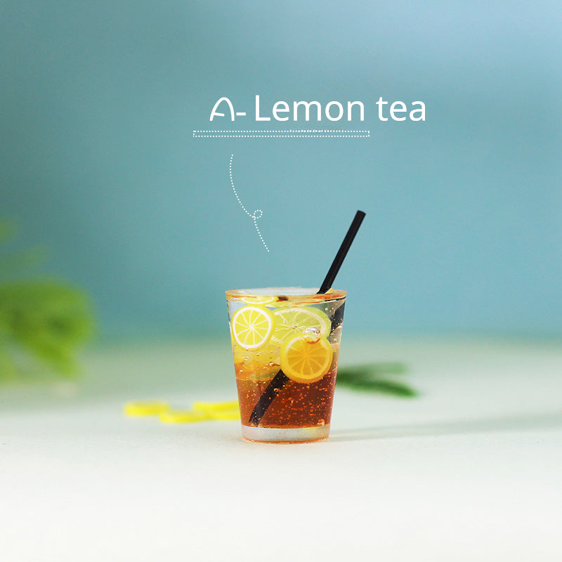 Mini Fruit Tea Beverage Model for Doll House Scene Decoration