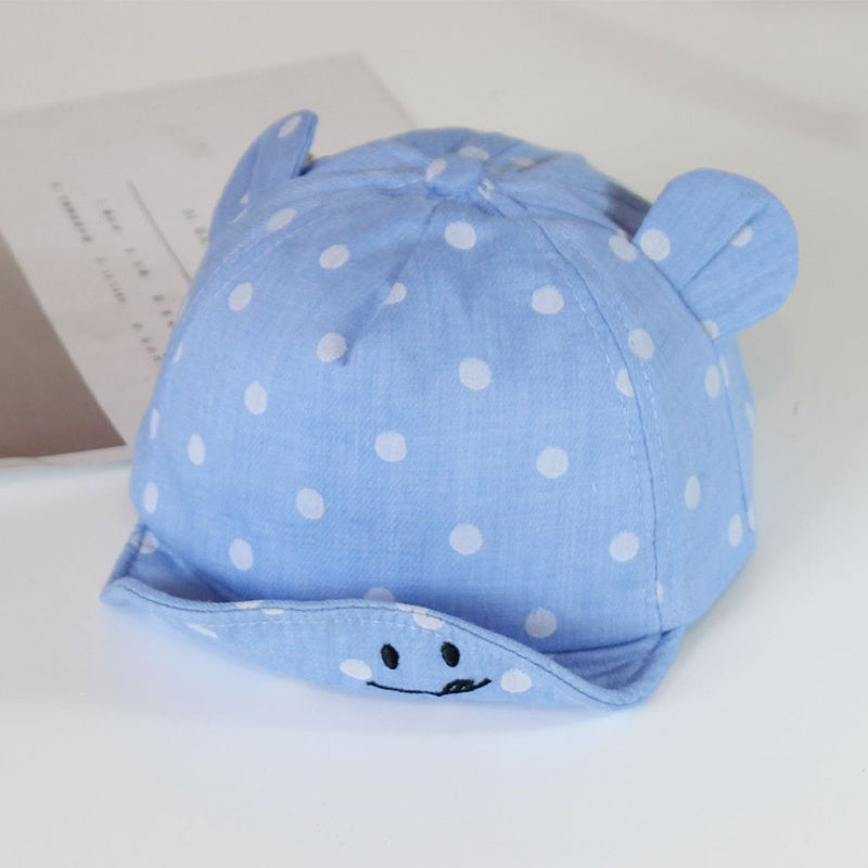 Summer Kids Cotton Peaked Cap with Ear and Dot Print