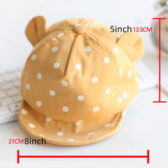 Summer Kids Cotton Peaked Cap with Ear and Dot Print
