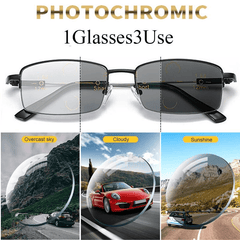 Men's Photochromic Glasses Memory Titanium Frame Anti Light 4 in 1