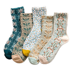 5 Pairs Girls Kids Sweat Absorbent Crew Socks Spring Autumn