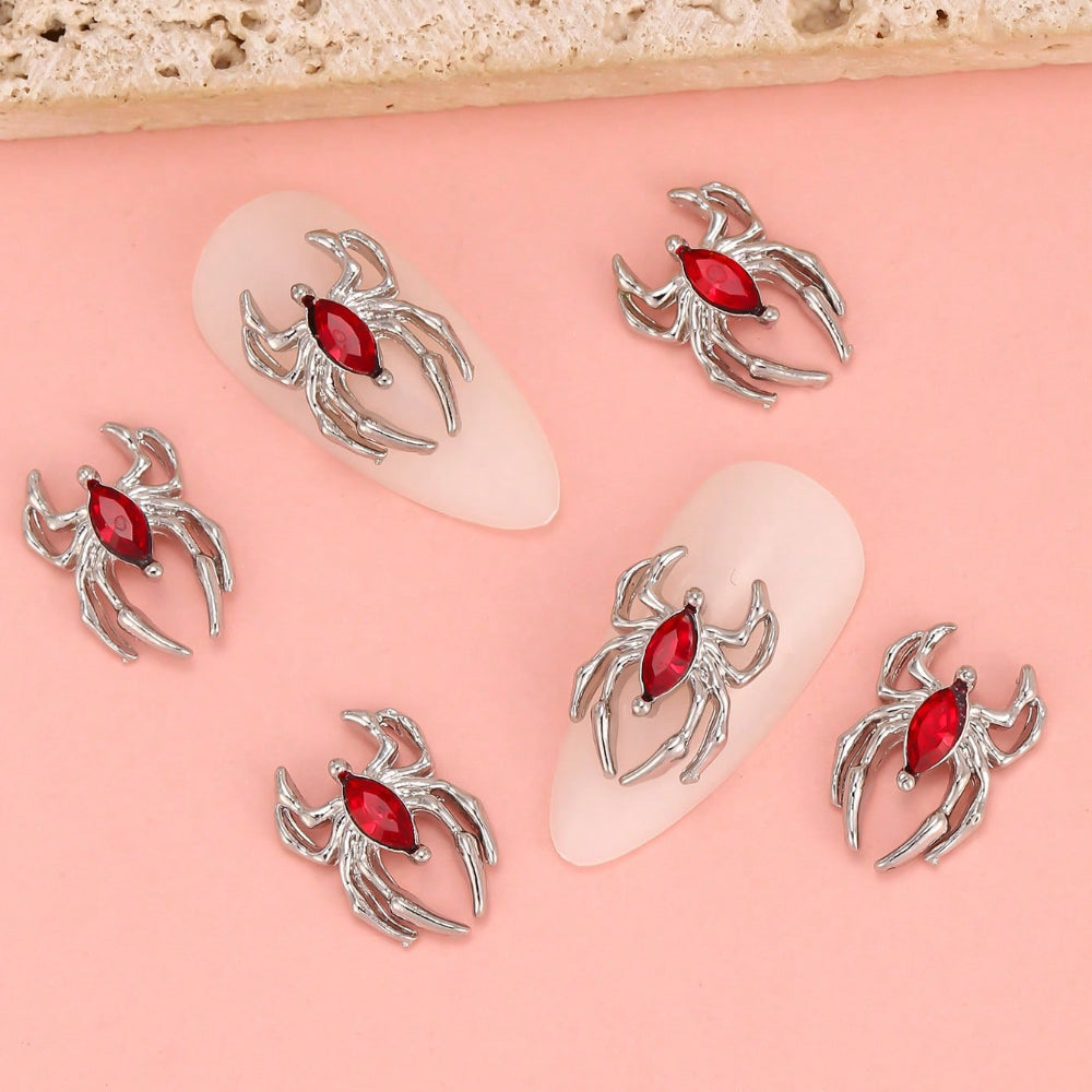 10pcs Spider Nail Art Charms Rhinestone Alloy DIY Salon