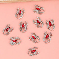 10pcs Spider Nail Art Charms Rhinestone Alloy DIY Salon