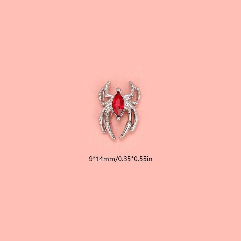 10pcs Spider Nail Art Charms Rhinestone Alloy DIY Salon