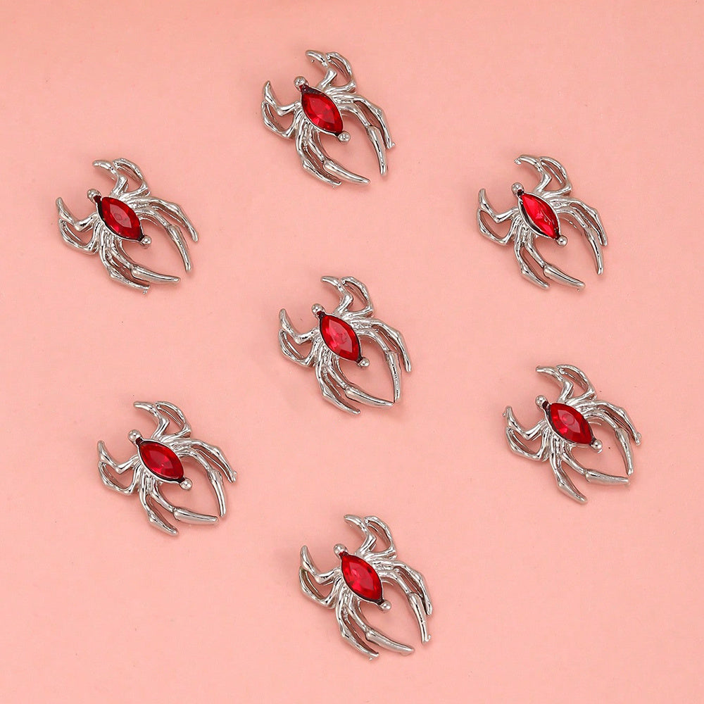 10pcs Spider Nail Art Charms Rhinestone Alloy DIY Salon
