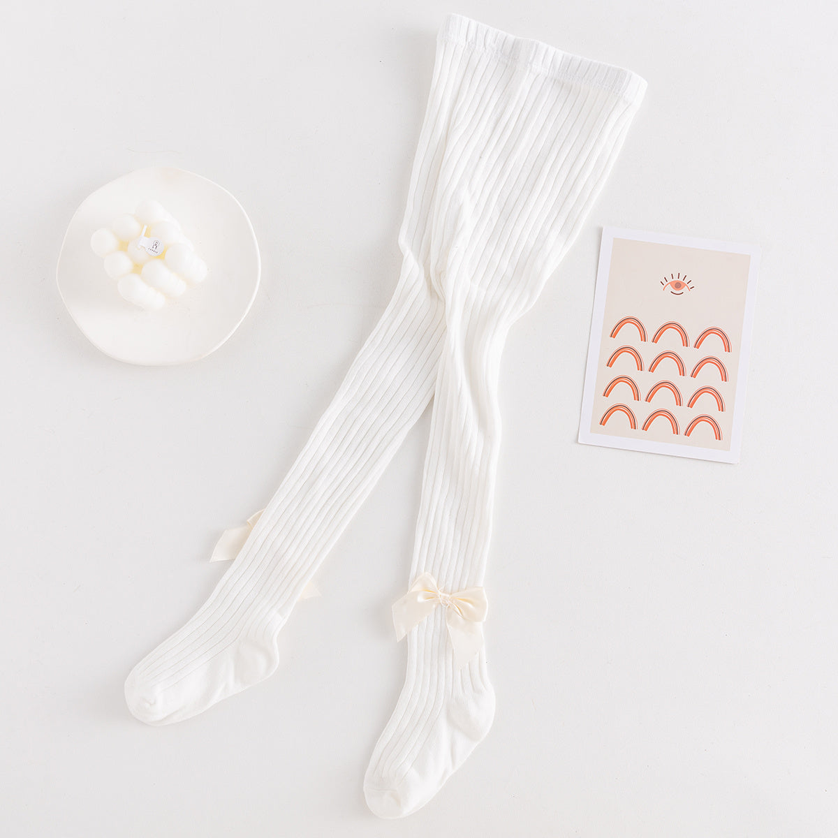 Baby Girls Tights Cable Knit Leggings With Bow