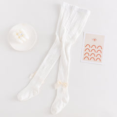 Baby Girls Tights Cable Knit Leggings With Bow