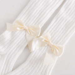 Baby Girls Tights Cable Knit Leggings With Bow